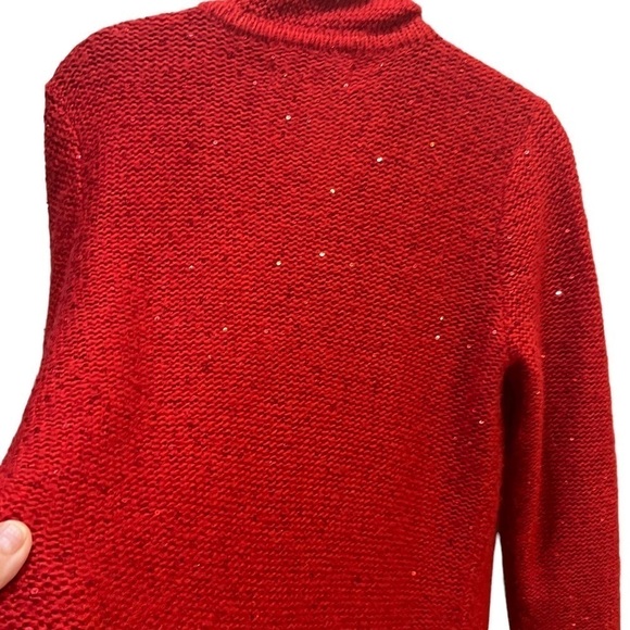 Laura Ashley Red Wool Blend Sequin Cardigan Sz S Valentine’s Day Date Night - Picture 7 of 11